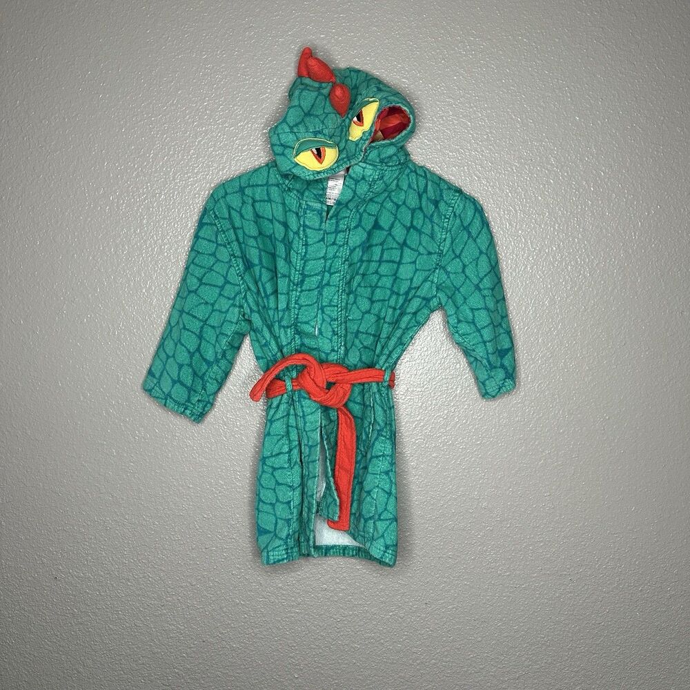 SAINT EVE SWIM green dragon Robe Swimsuit Cover Bath Boys Size 7/8